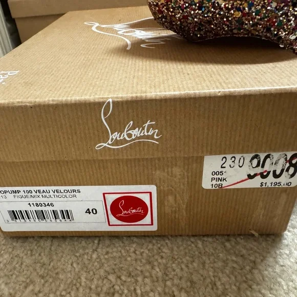 Christian Louboutin Multicolor Glitter Peep-Toe Slingback Heels - Picture 9 of 9